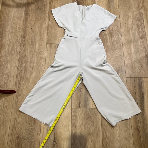 LEITH Women's Surplice Wide Leg Crop Jumpsuit Size XS In Light Gray - Picture 8 of 11